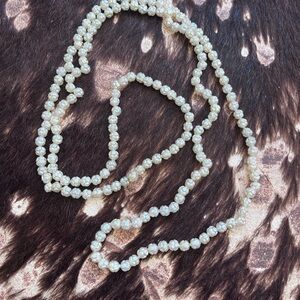 Super long plastic wrinkled Pearl Necklace